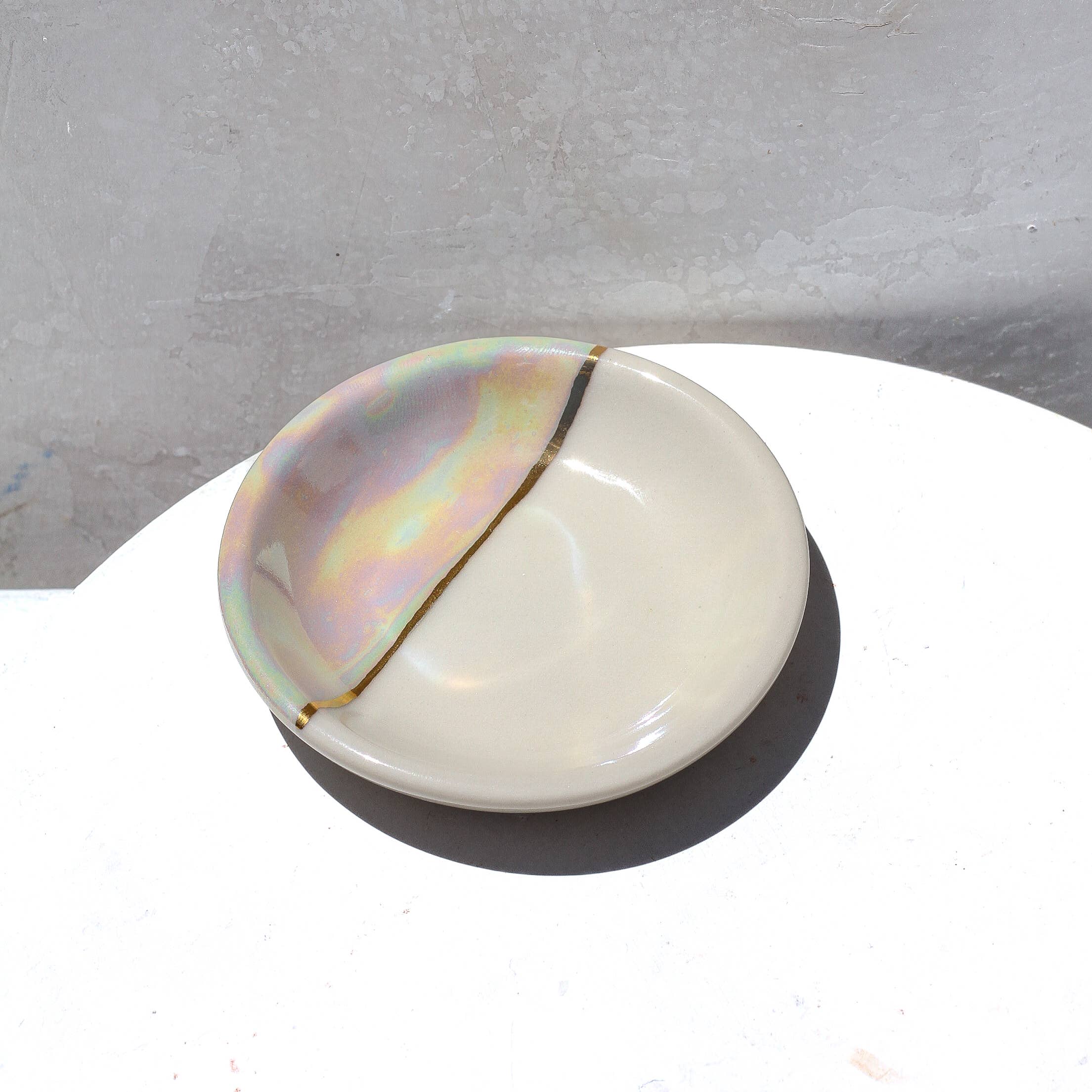 Apricity Ceramics - Dipped Iridescent Ring Dish | Handmade Pottery with Gold - Image 5