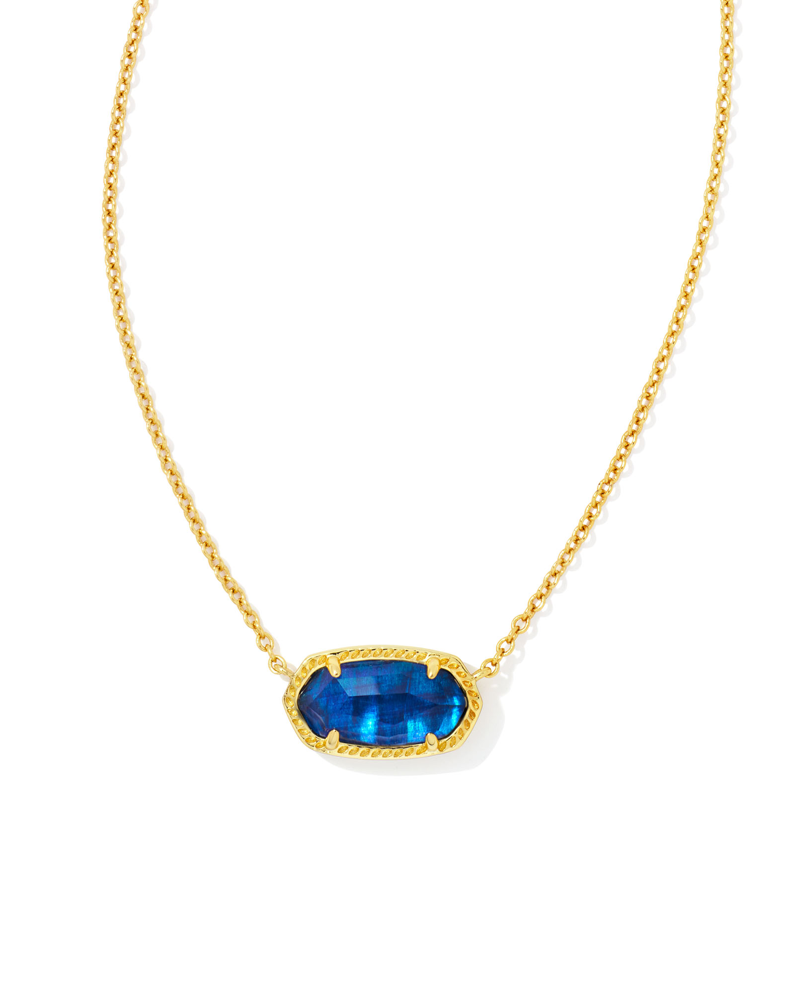 ELISA SHORT PENDANT NECKLACE GOLD NAVY ABALONE