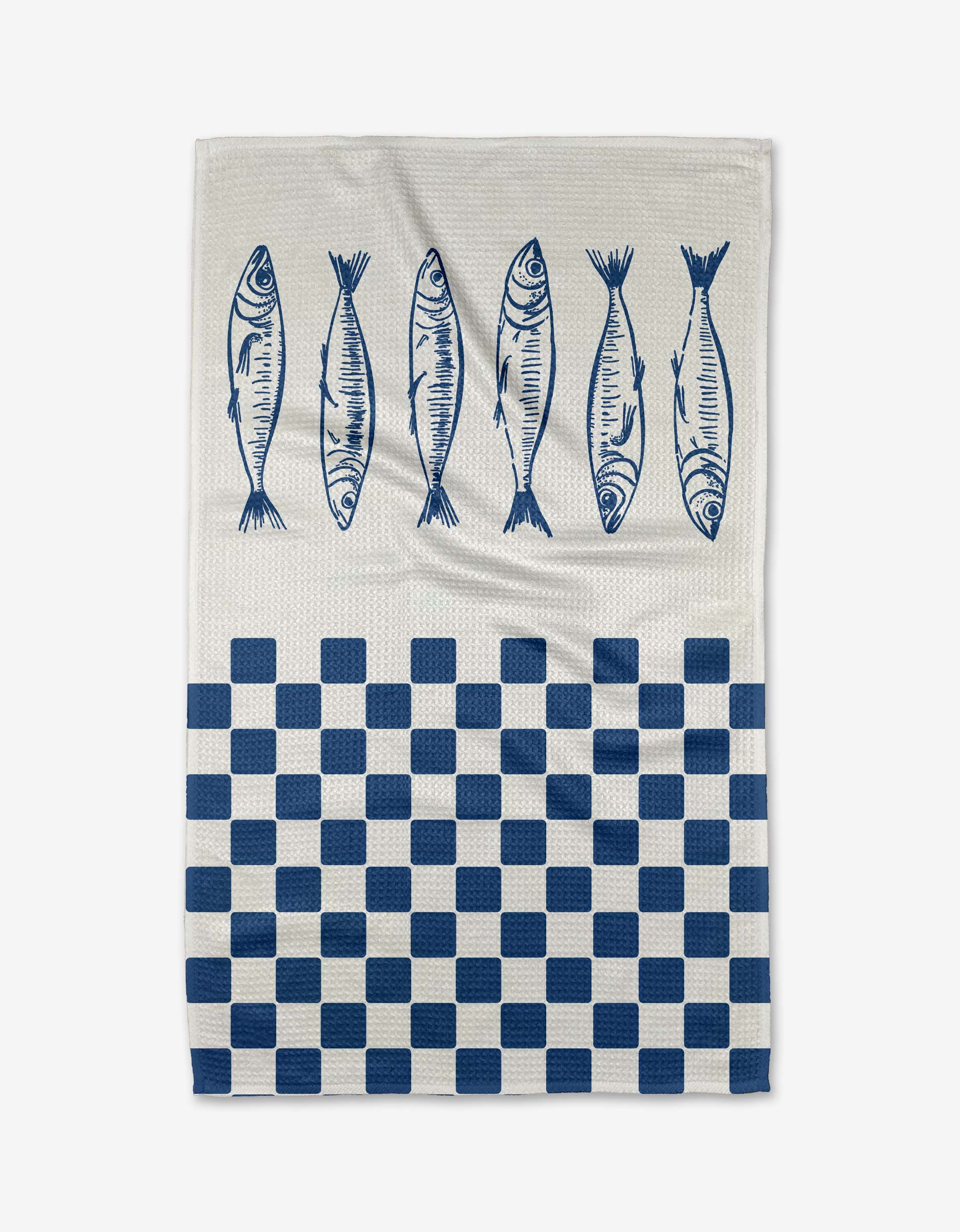 Sardine Check Blue Tea Towel