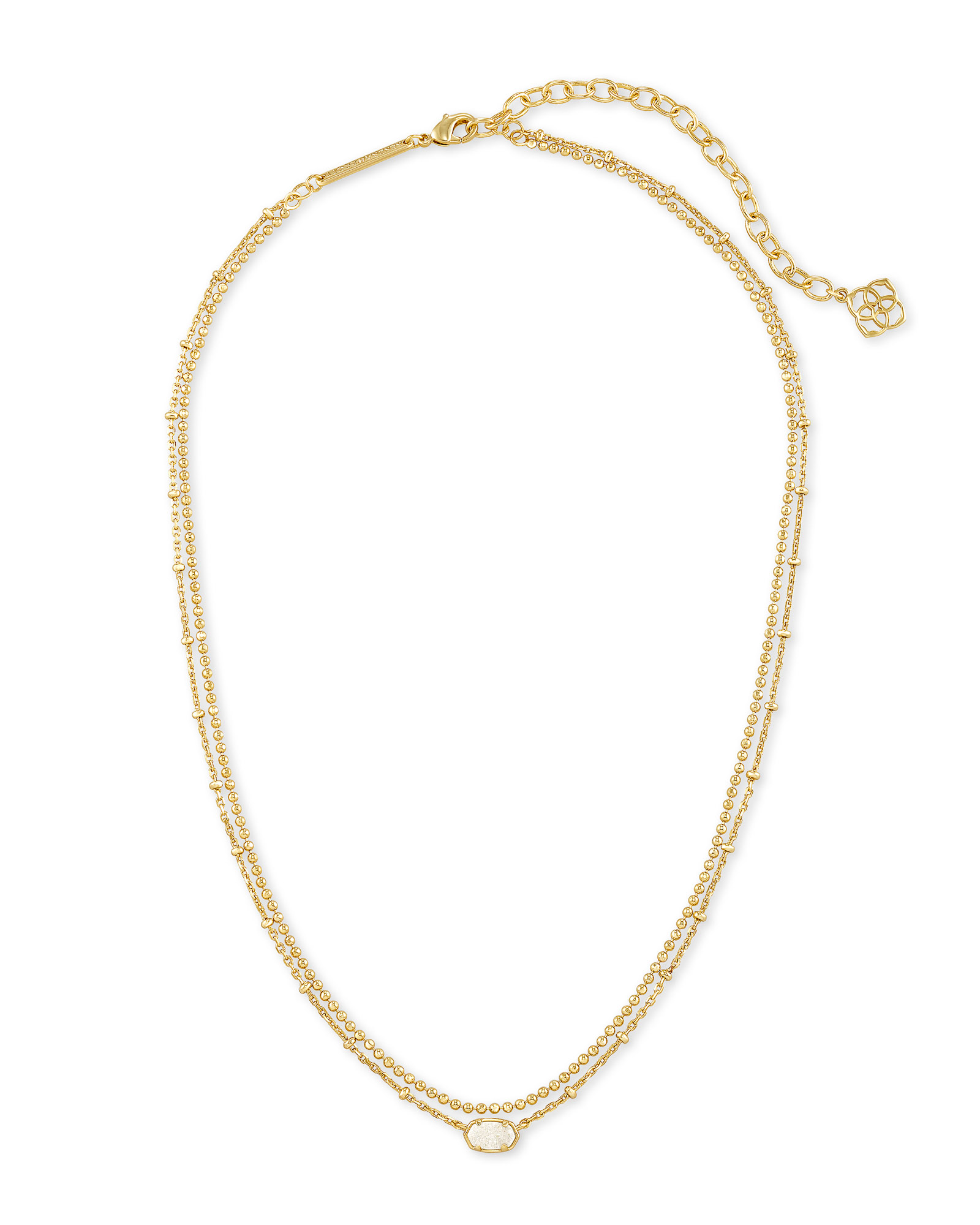 EMILIE MULTI STRAND NECKLACE GOLD IRIDESCENT DRUSY