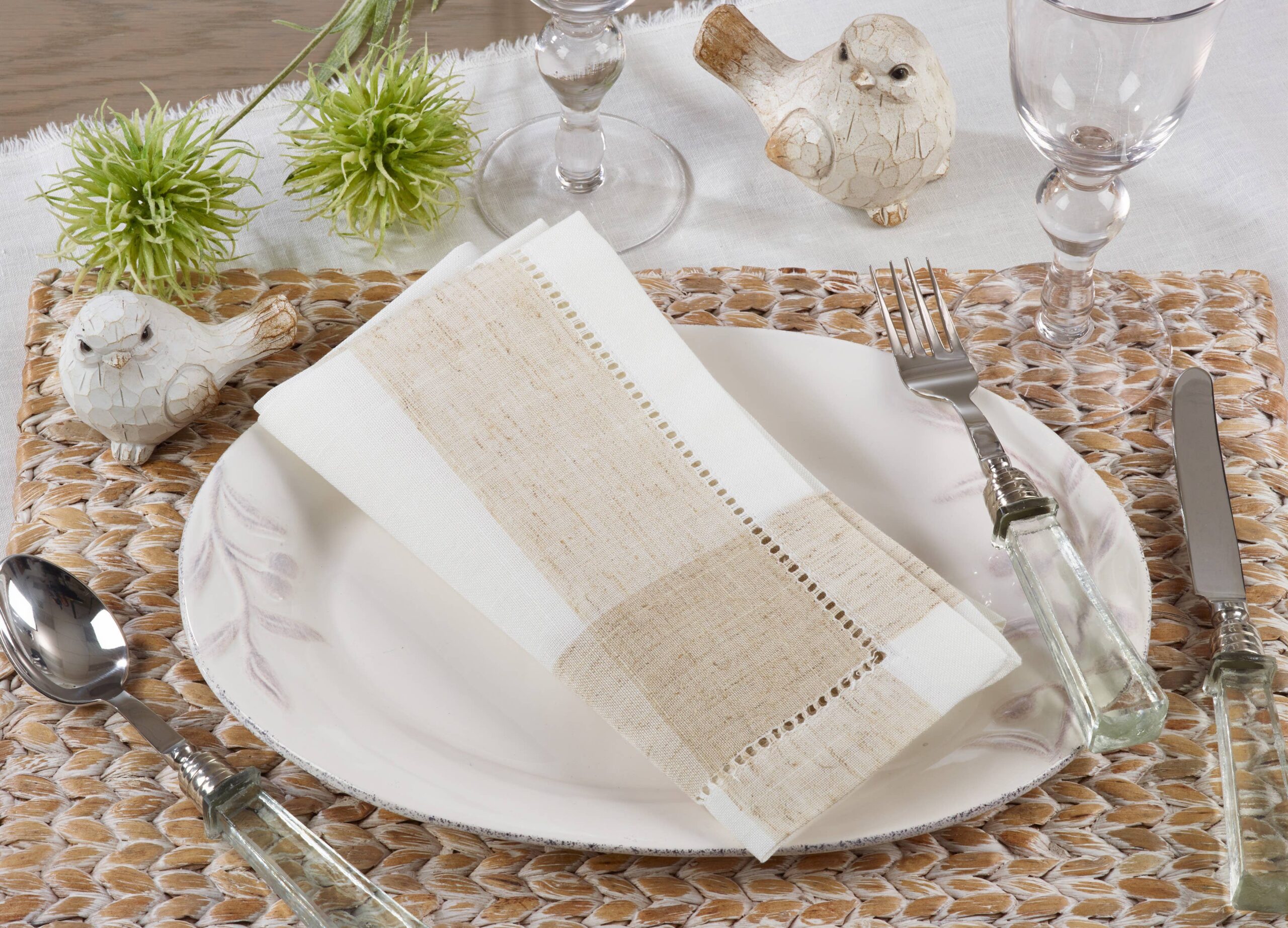 Hemstitch Napkin: Ivory, 20" - Image 2