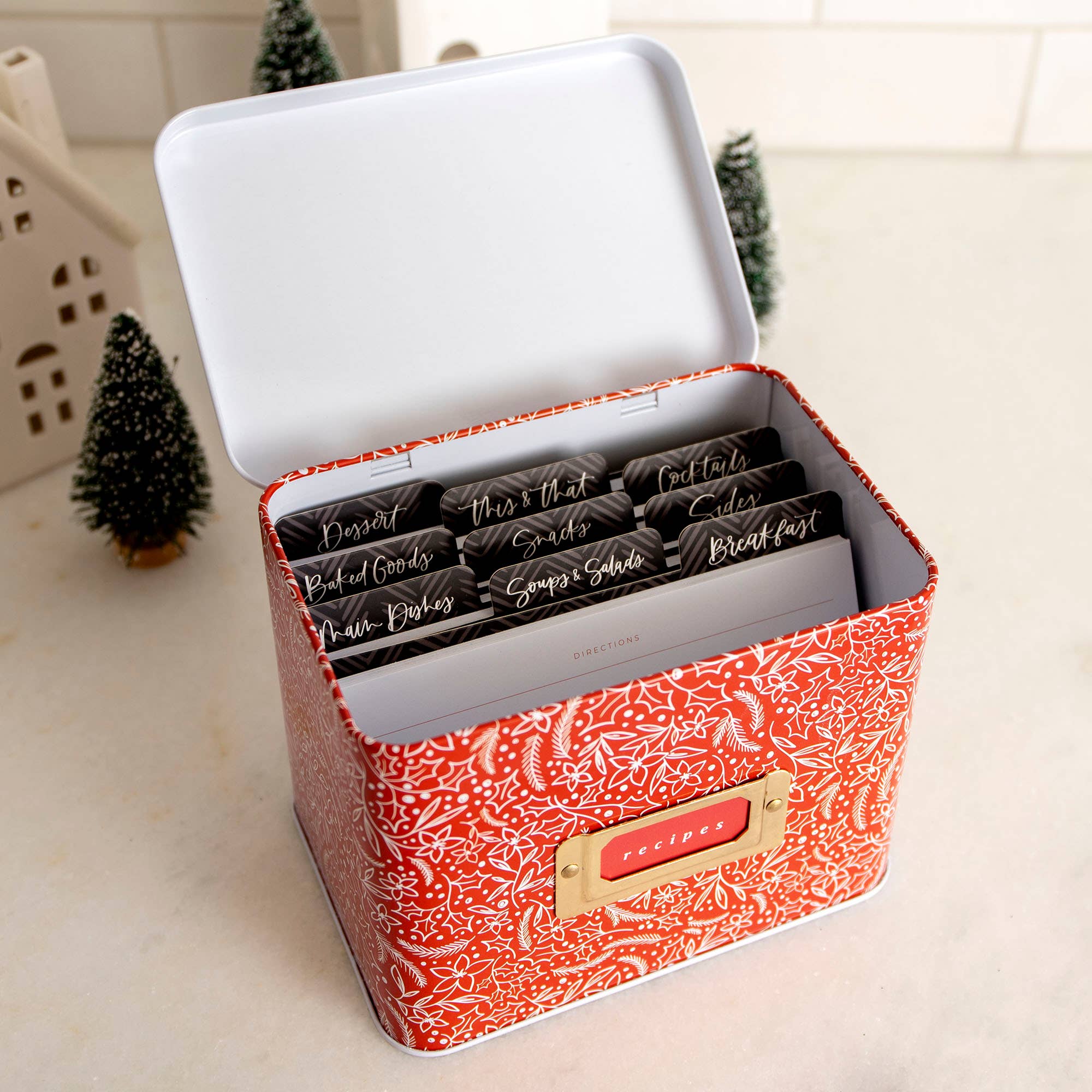 Holiday Floral Tin Recipe Box - Image 5