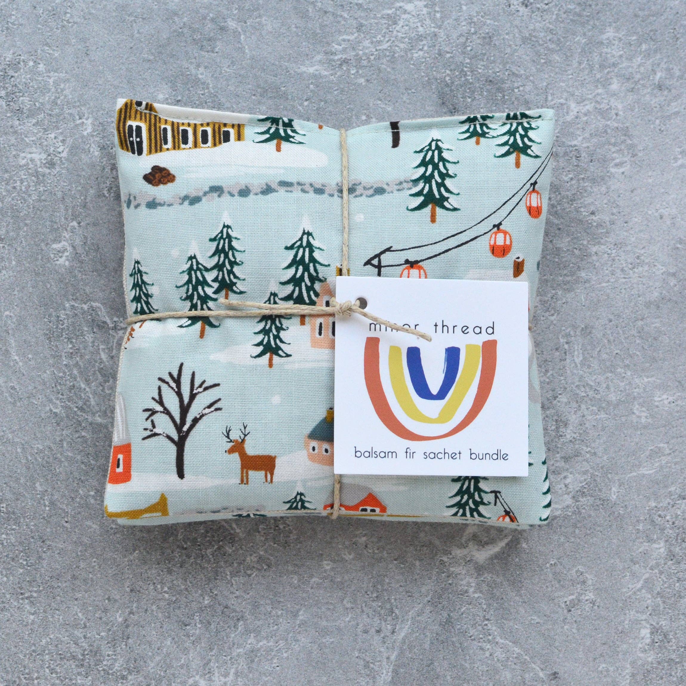 Balsam Fir Sachets in Christmas Winter Village Blue - Image 2