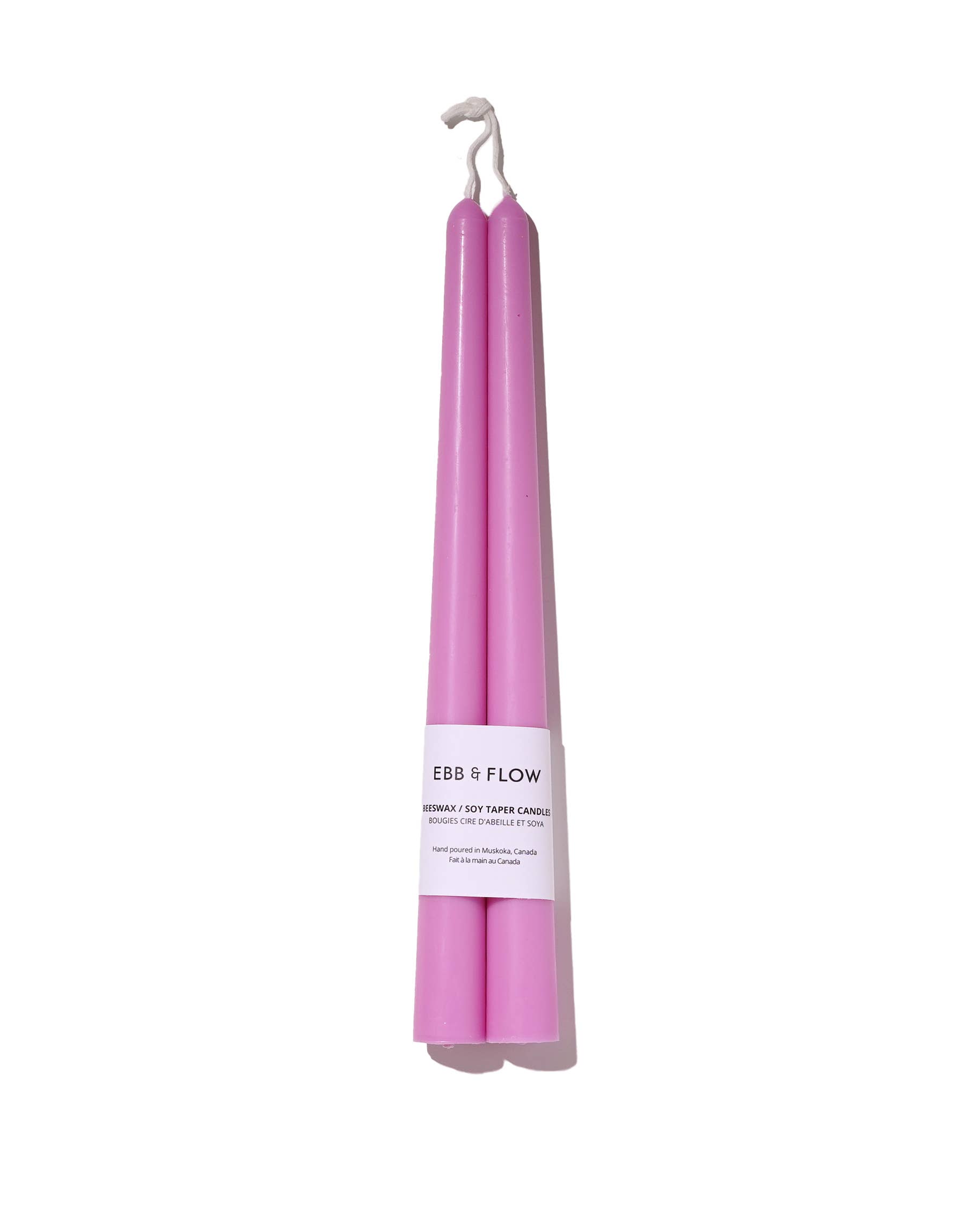 Ebb & Flow - Beeswax/Soy Blend Taper Candles - Fuchsia