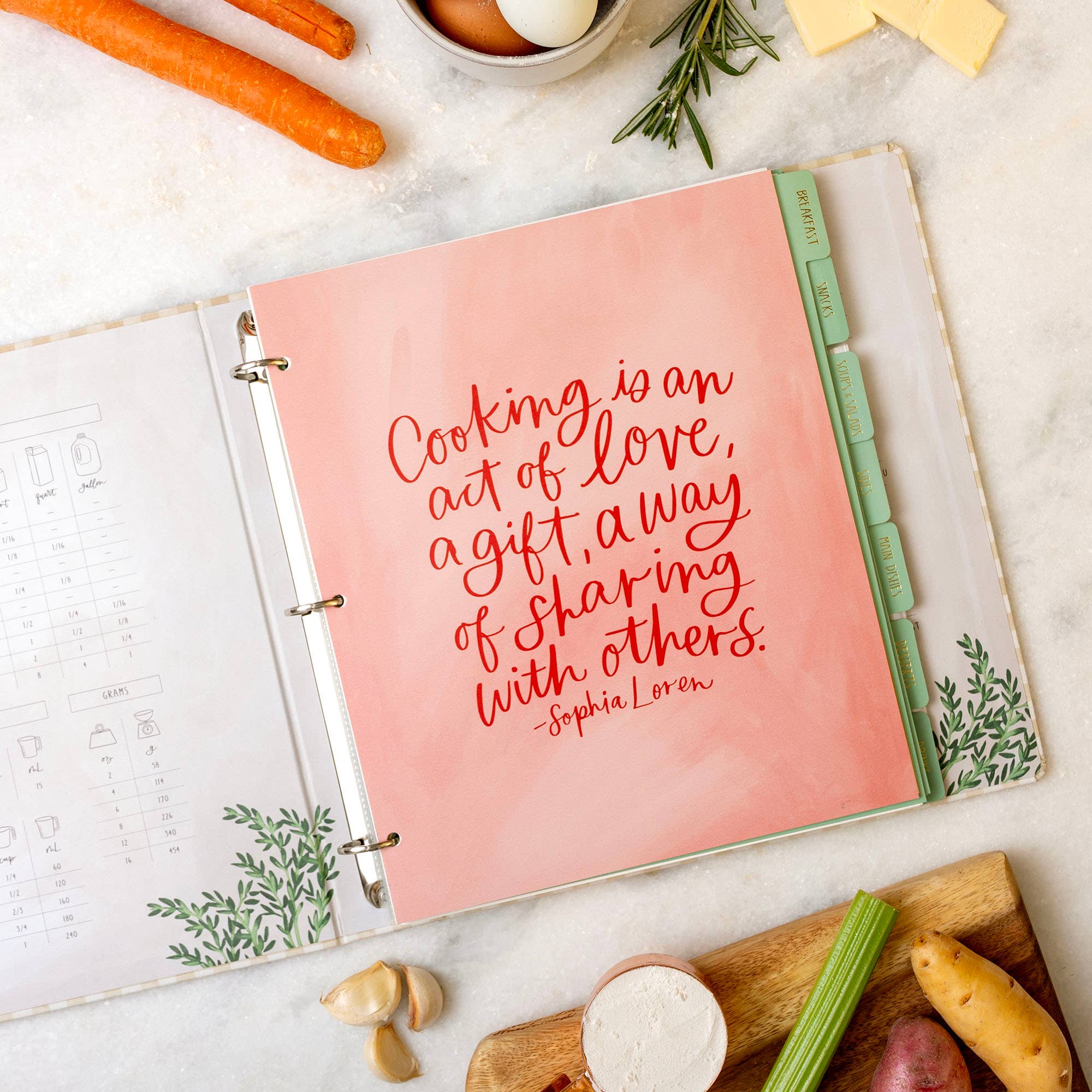 Beige Gingham Large Recipe Binder - Image 6