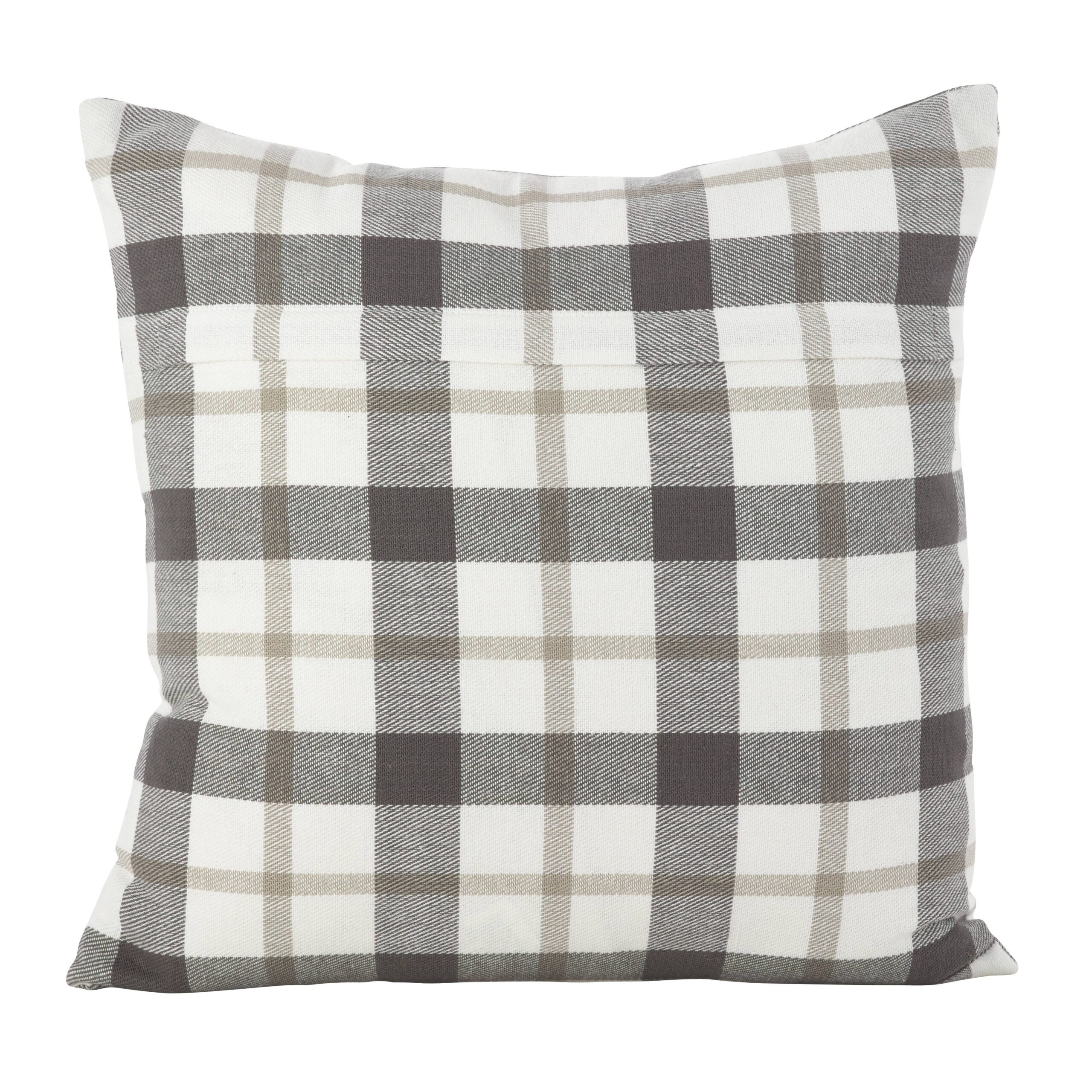 Plaid Pillow - Down Filled - Large Design: Grey, Down Insert, 12"x20" - Image 4