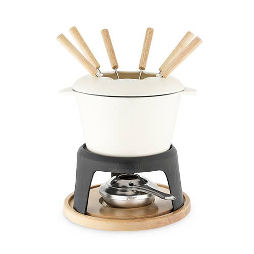 Twine - Enamel Coated-Finish Cast Iron Fondue Set