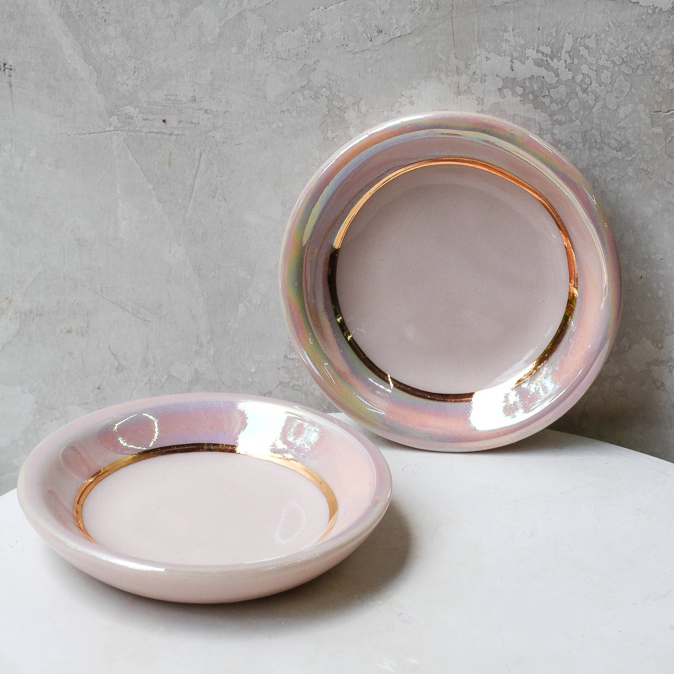 Apricity Ceramics - Pink Opal Trinket Dish | Ring Dish | Handmade with Gold