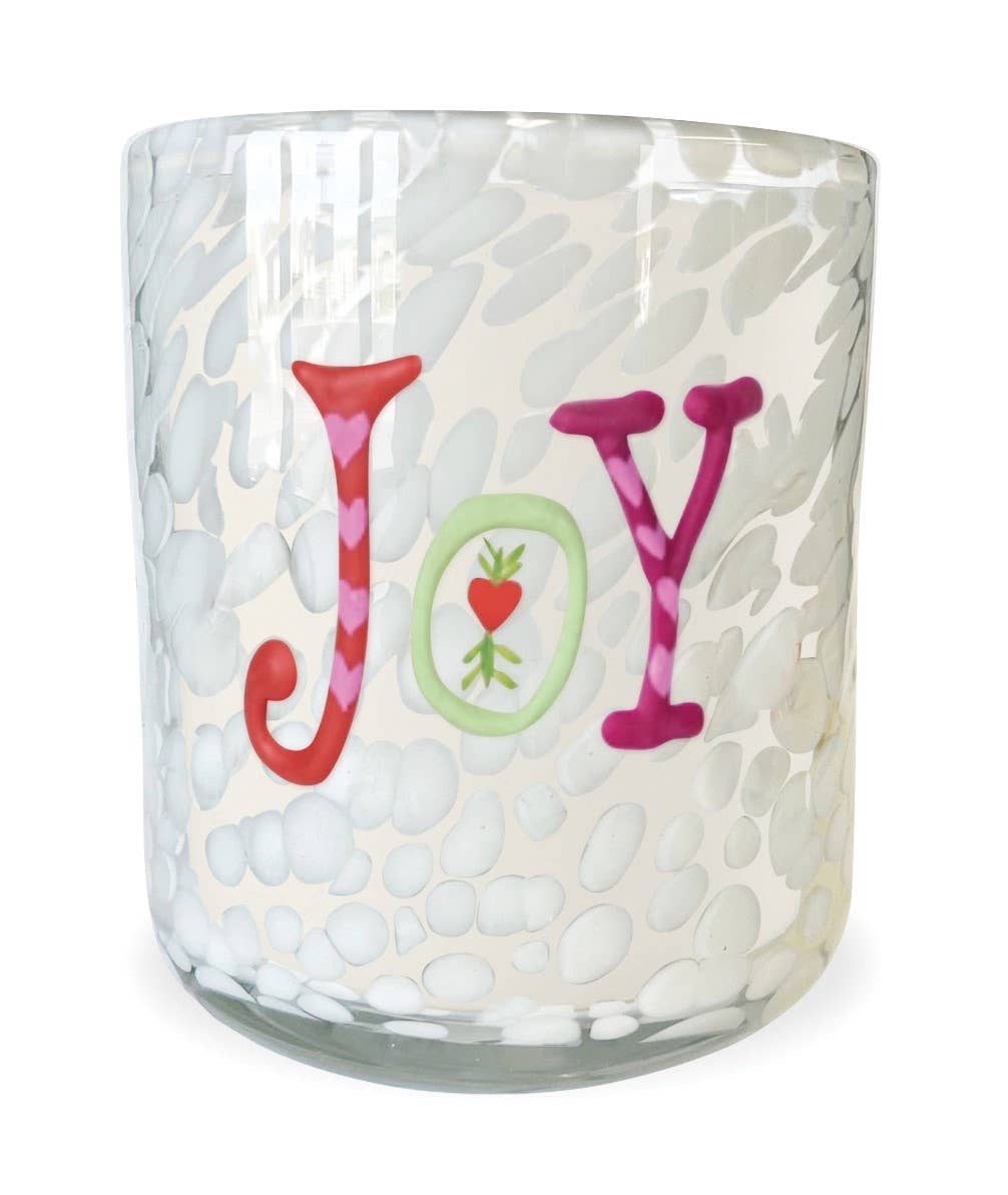 JOY Holiday Confetti Hand Painted Icon 12oz Candle
