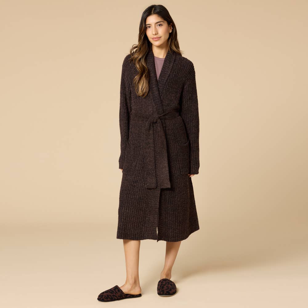 38" Marshmallow Rib Women's Wrap Robe: Heather Driftwood, 2X-3X - Image 7