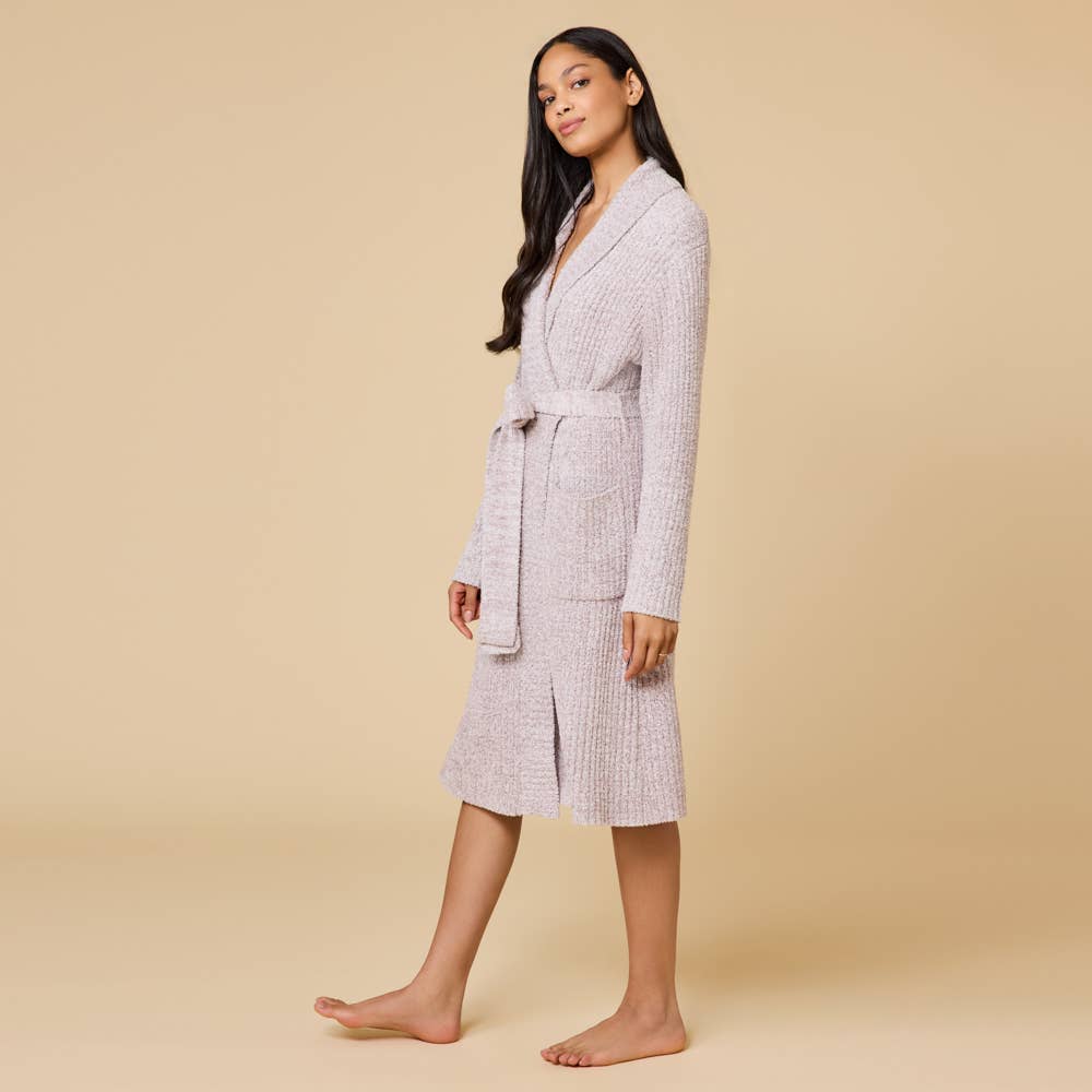 38" Marshmallow Rib Women's Wrap Robe: Heather Driftwood, L-XL - Image 4