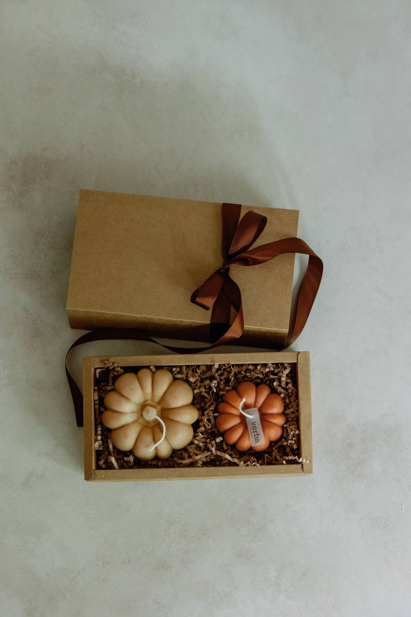 Pumpkin candle Gift box, Terracotta and dark olive, Toasted Pumpkin Spice