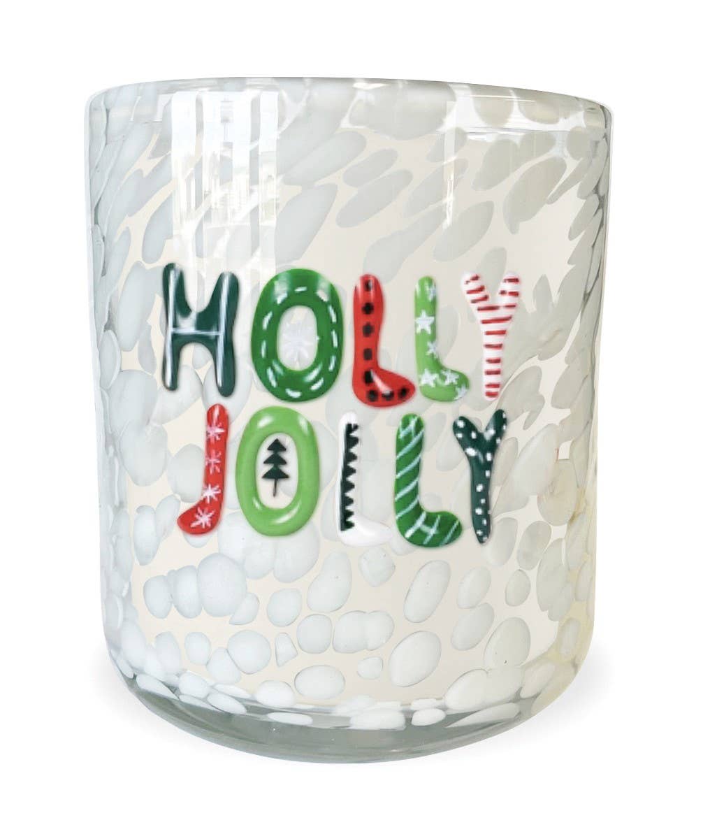 HOLLY JOLLY Confetti Hand Painted Icon 12oz Candle