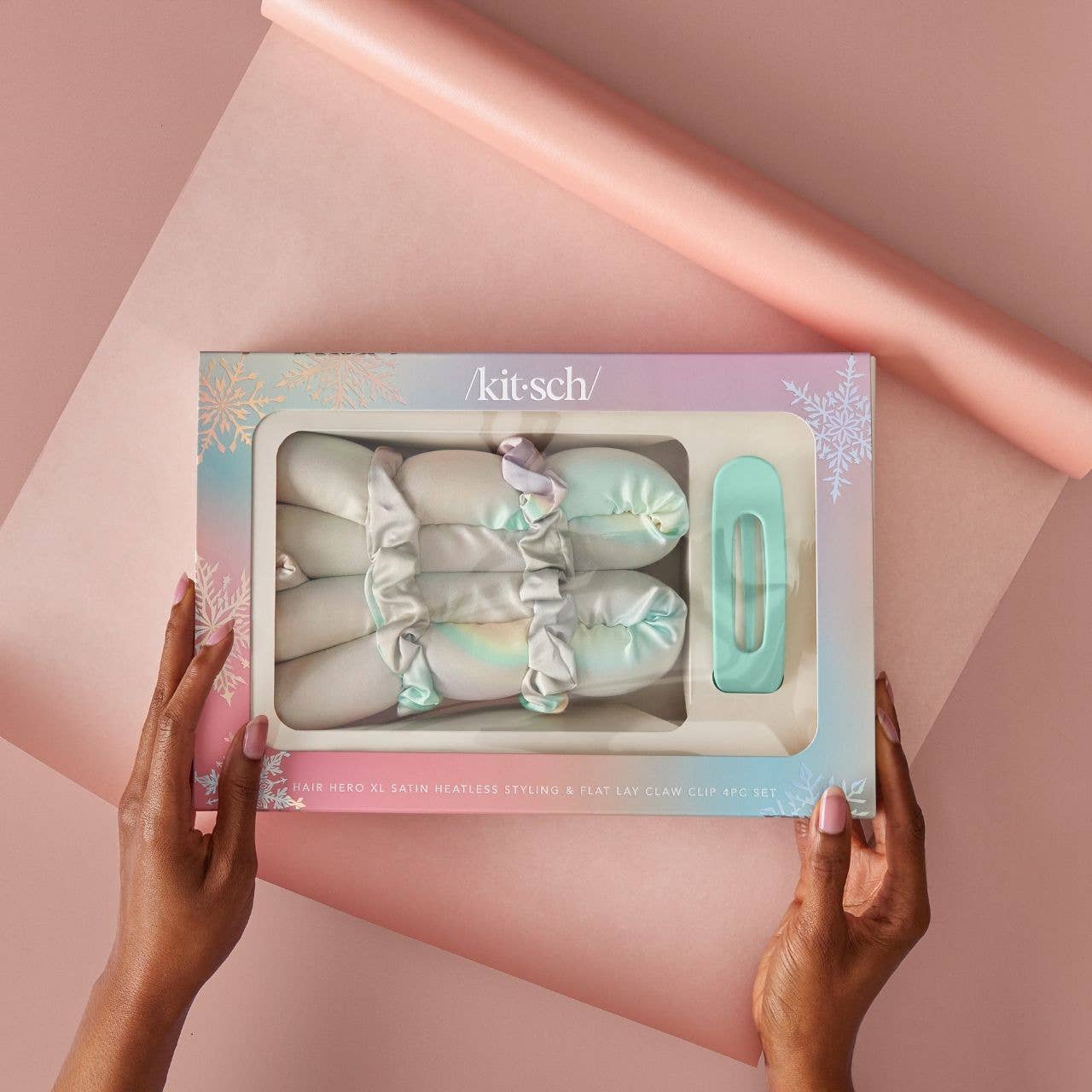 Holiday XL Satin Heatless Styling & Flat Lay Claw 4pc Set - Image 4