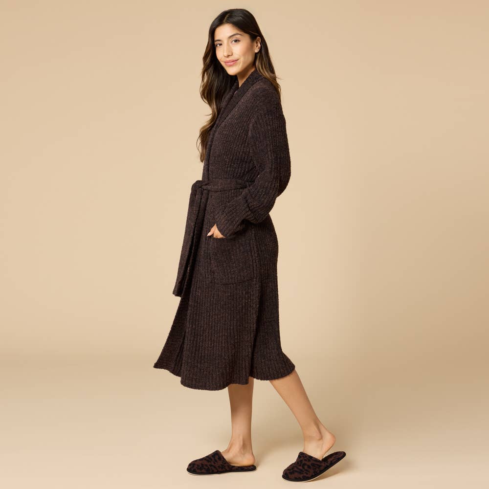 38" Marshmallow Rib Women's Wrap Robe: Heather Driftwood, 2X-3X - Image 6