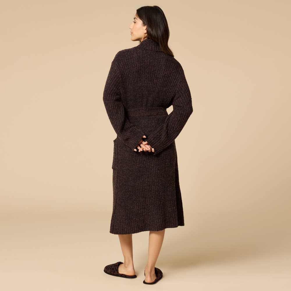 38" Marshmallow Rib Women's Wrap Robe: Heather Driftwood, 2X-3X - Image 5