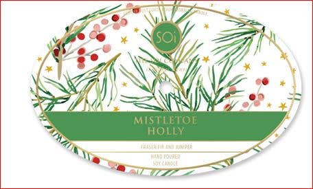 Mistletoe Holly Gold OVAL Brass Bowl 14oz Candle - Image 2