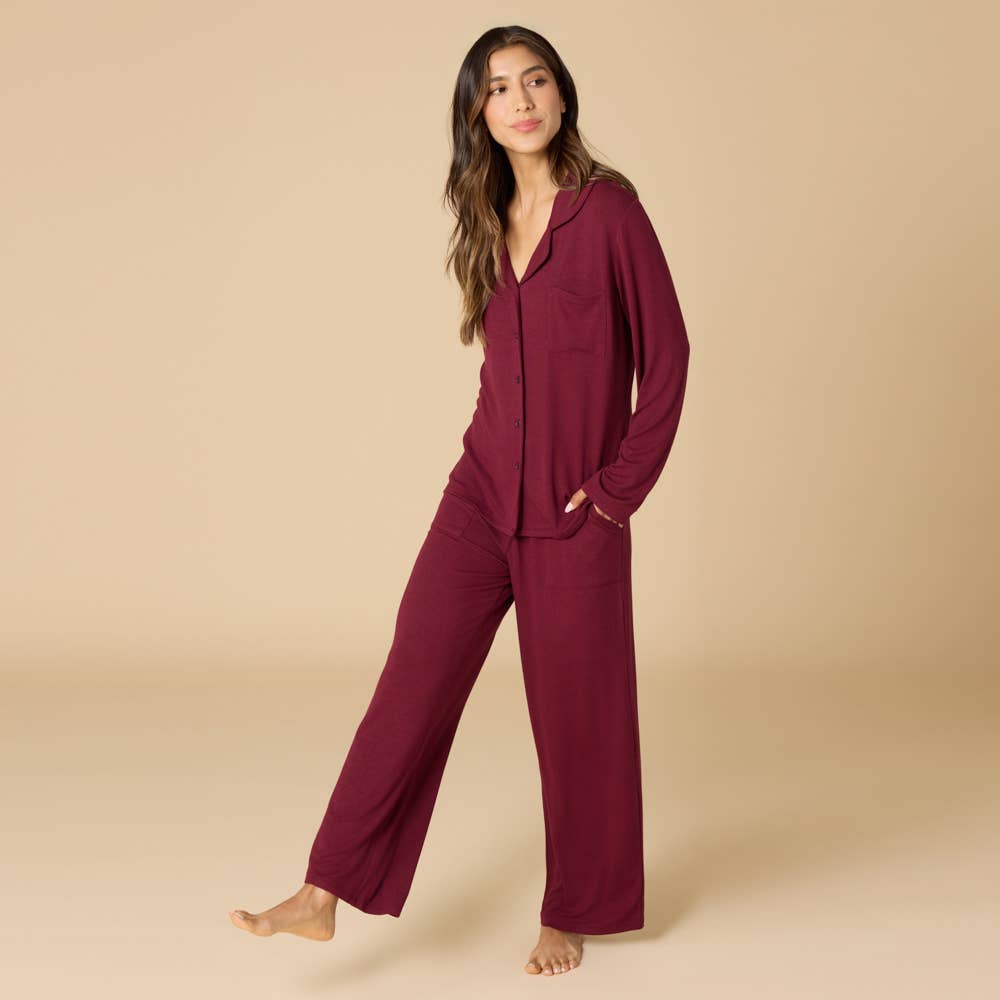 Sleep Soft Slim Notch Collar PJ Set in Prints and Solids: Wild Driftwood, XS - Image 9