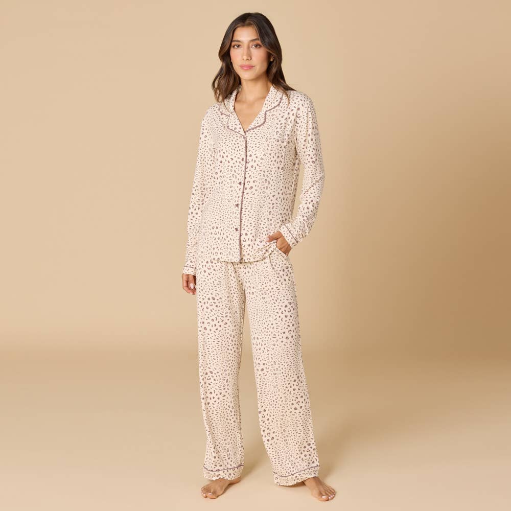 Sleep Soft Slim Notch Collar PJ Set in Prints and Solids: Wild Driftwood, XS - Image 6
