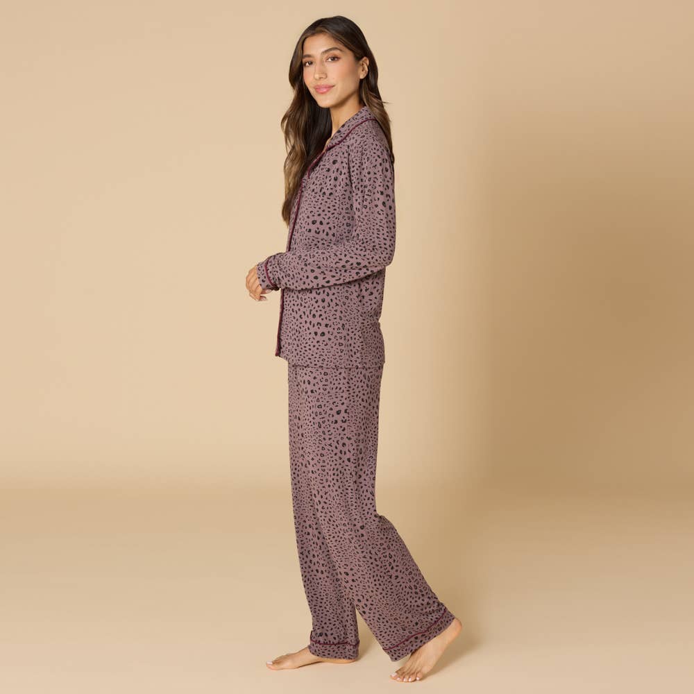 Sleep Soft Slim Notch Collar PJ Set in Prints and Solids: Wild Driftwood, XS - Image 3