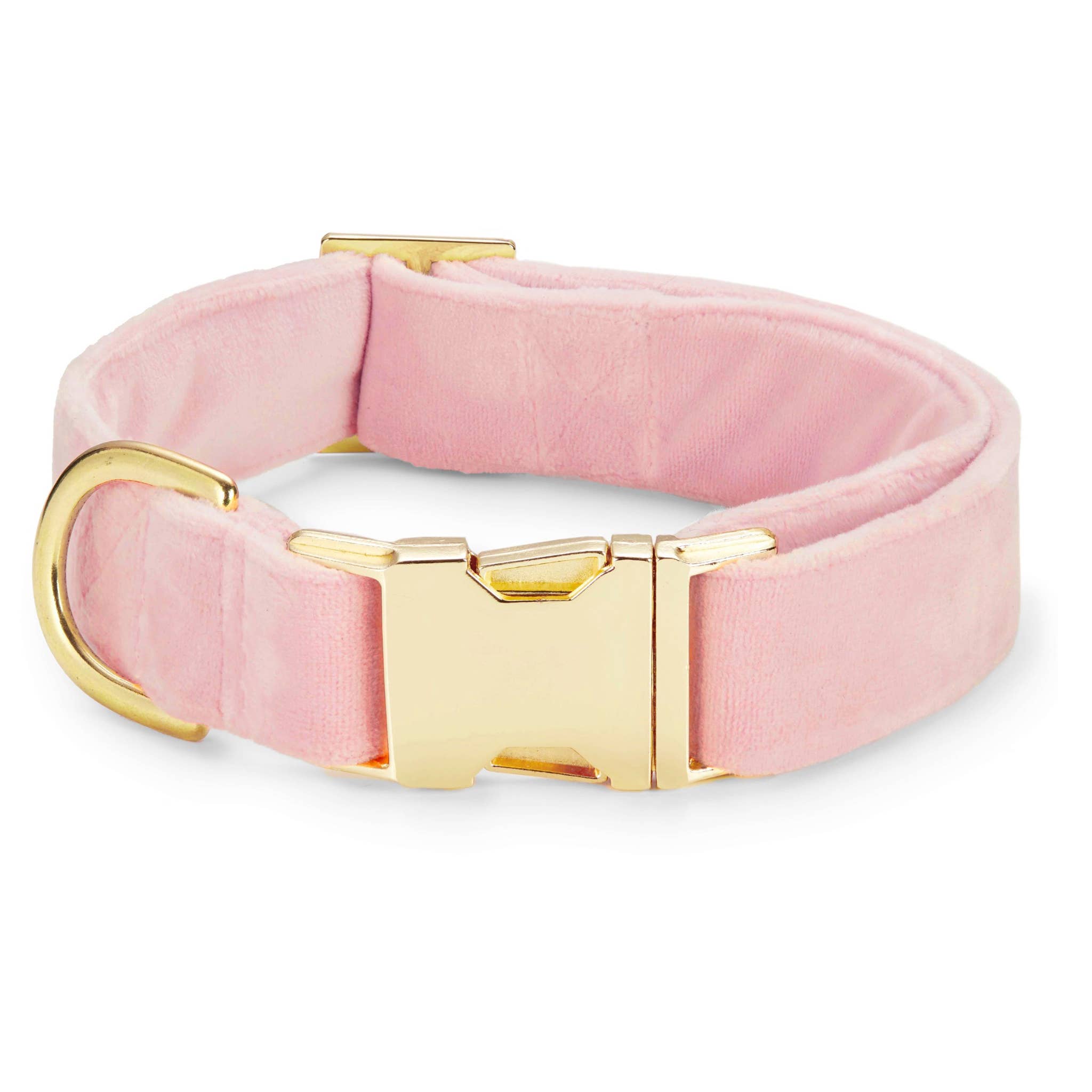 Blush Pink Velvet Valentine's Day Dog Collar: L / Gold
