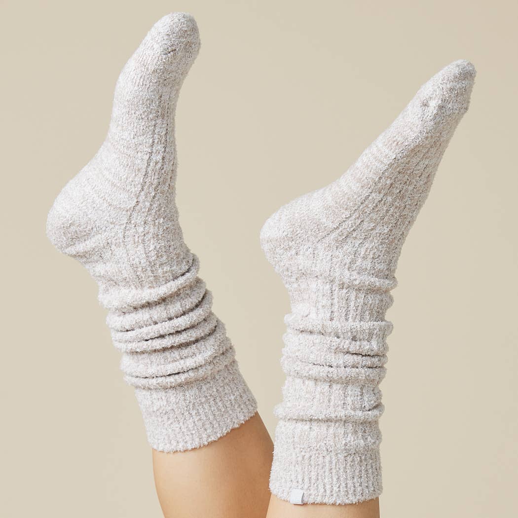 Marshmallow Socks with Grippers: Heather Coco