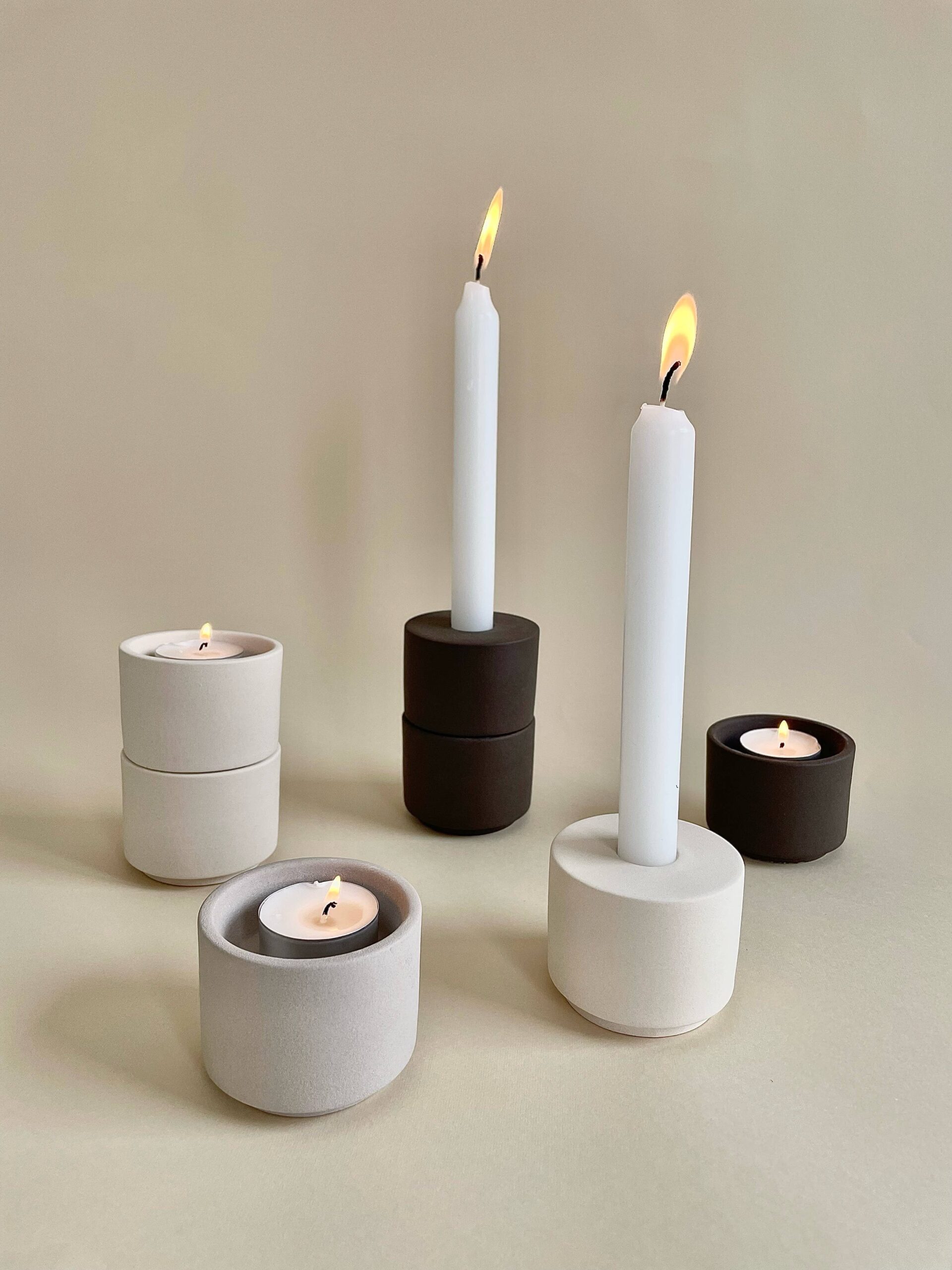 o cactuu - Modular candle holder Grey - NEW - Ceramic - Image 8