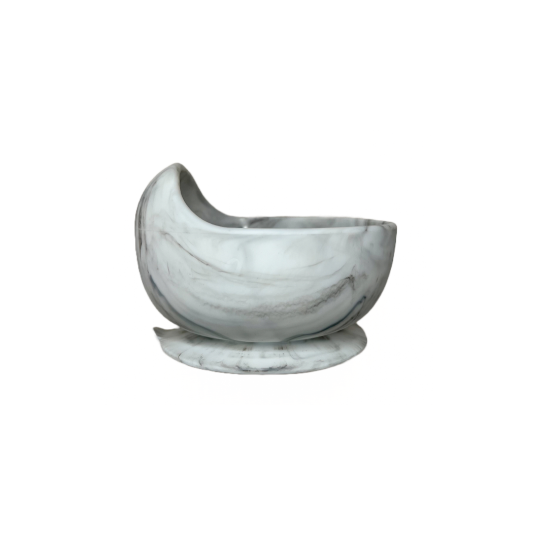 Easy Scoop Suction Bowl: White Marble