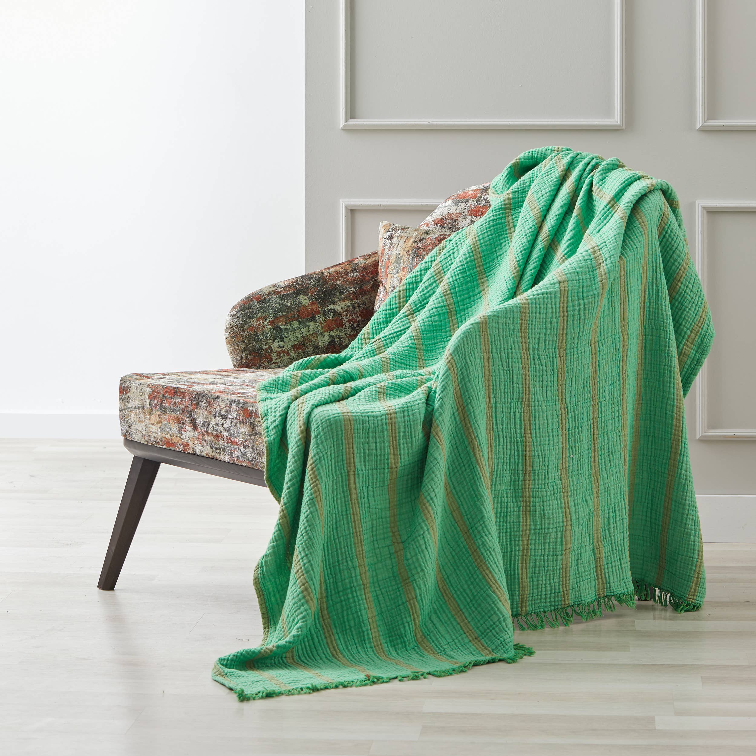 Crinkle Gauze Muslin Throw Blanket Navy - Image 5