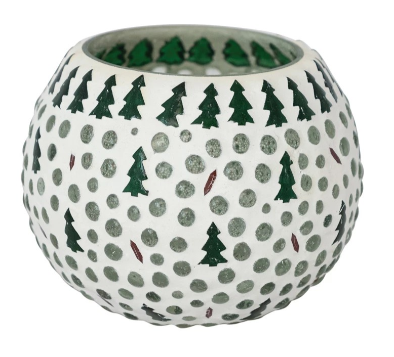 Glass Mosaic Tealight/Votive Holder with Trees