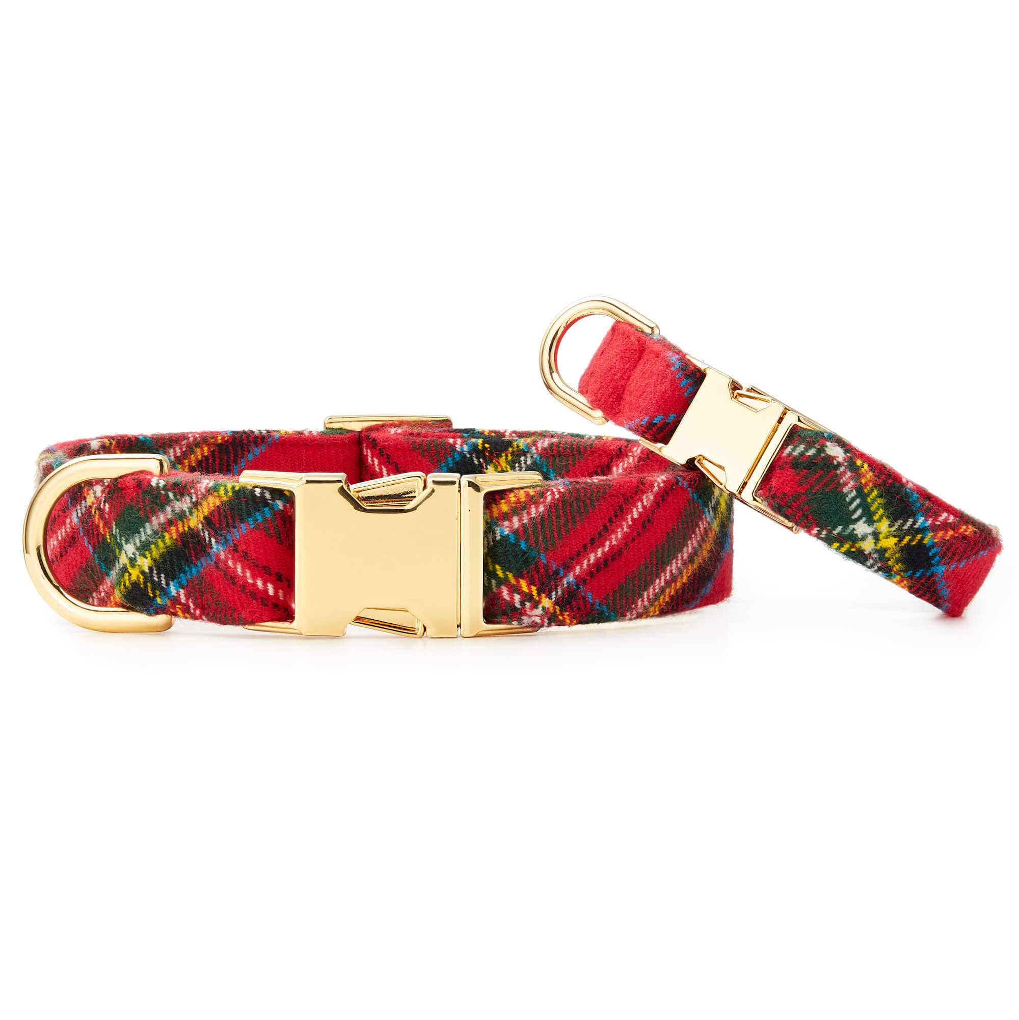 Tartan Plaid Flannel Holiday Dog Collar: XS/ Gold - Image 3