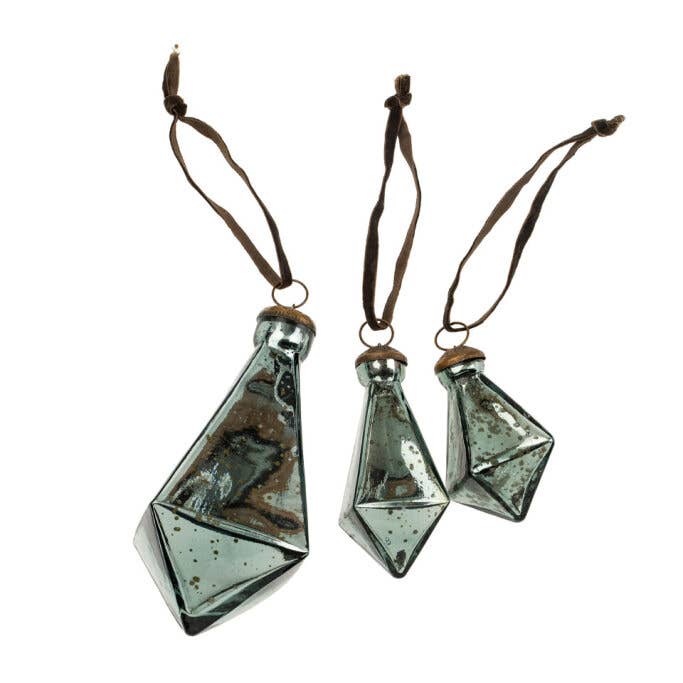 Diamond Droplet Holiday Ornament L, Teal - Image 2