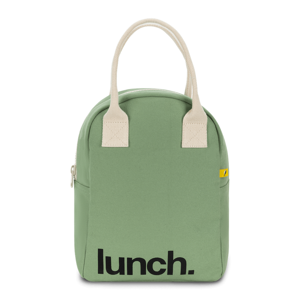 Fluf - Zipper Lunch Bag - ‘Lunch’ Moss