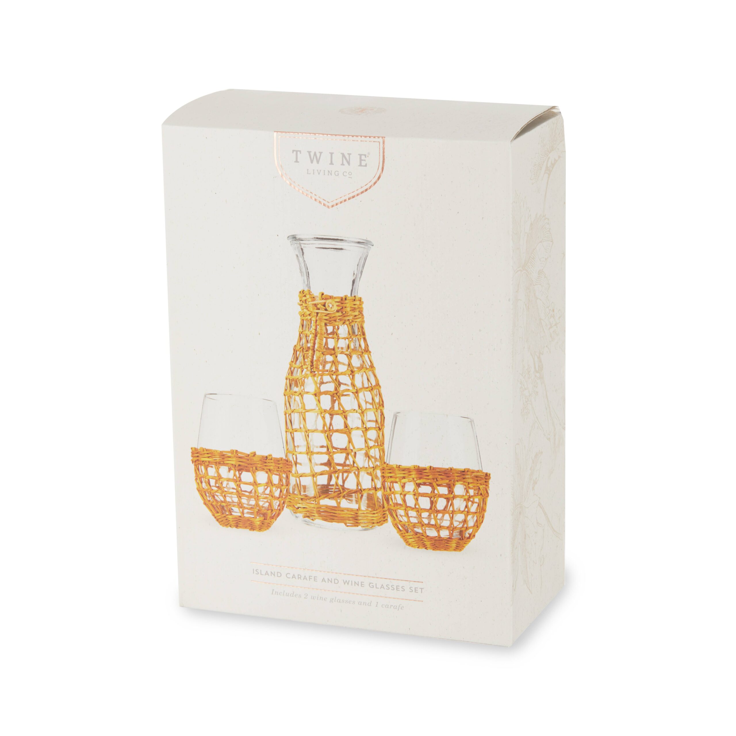 Twine - Island Carafe & Stemless Glassware w/Seagrass Wrap -Set of 3 - Image 2