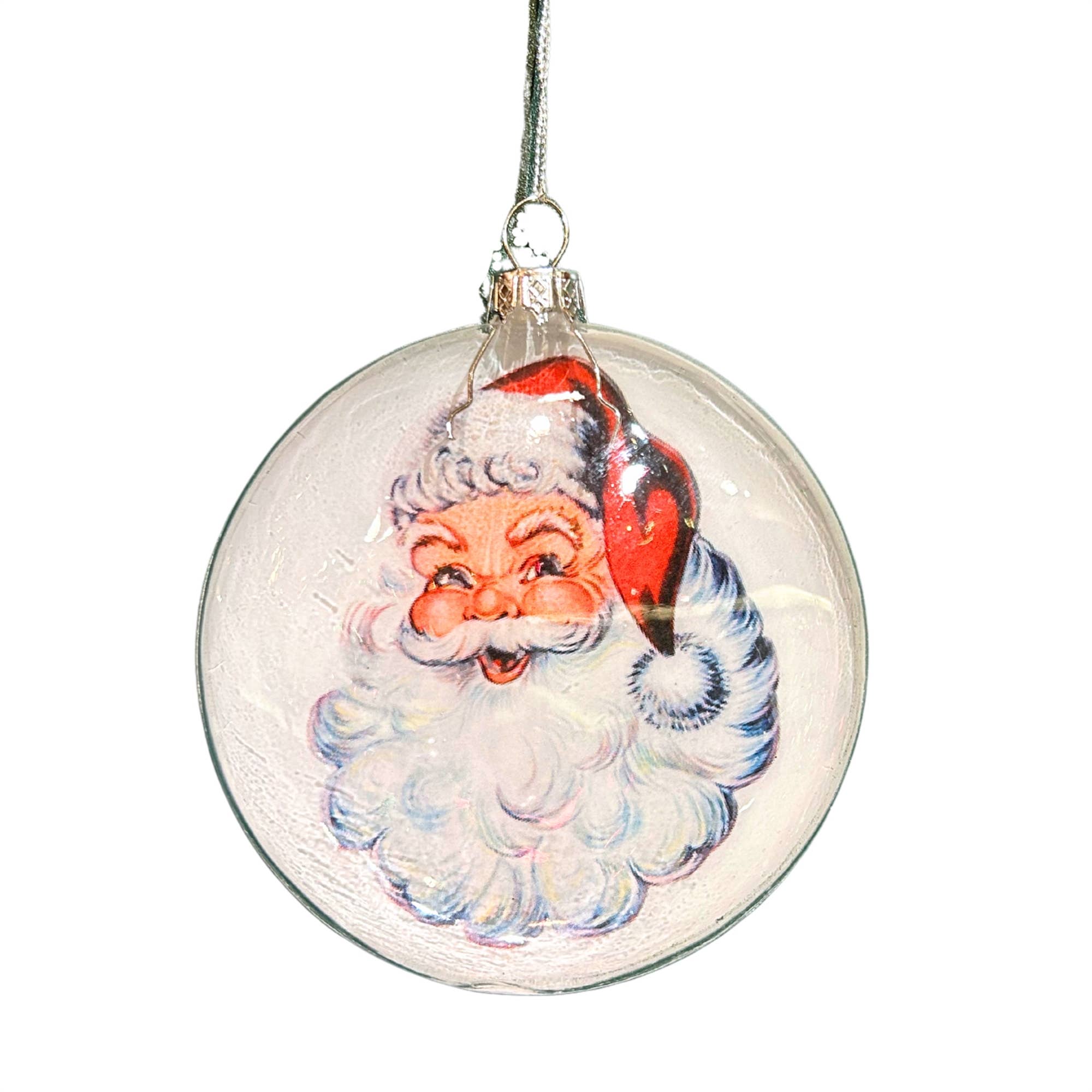 SANTA CLAUS GLASS ORNAMENT 4"