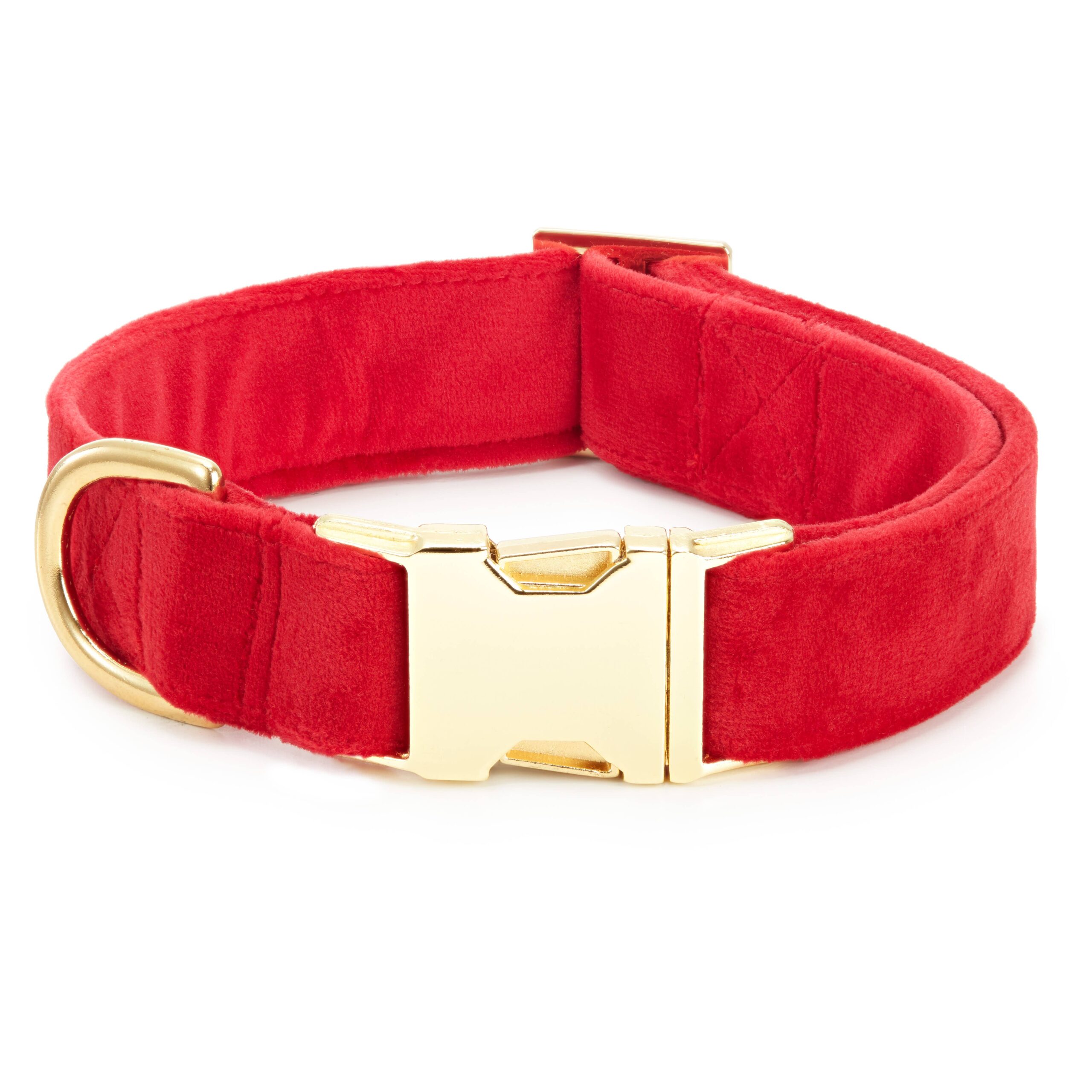 Cranberry Velvet Valentine's Day Dog Collar: M / Gold