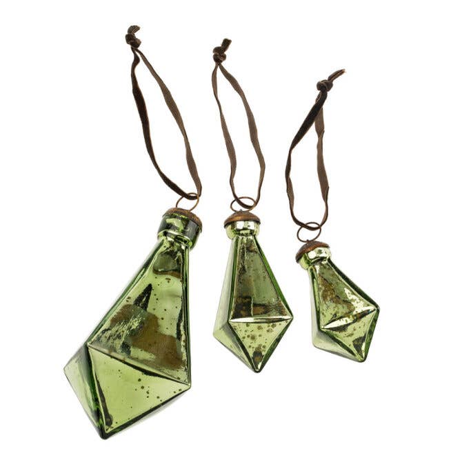 Diamond Droplet Holiday Ornament L, Jade - Image 2