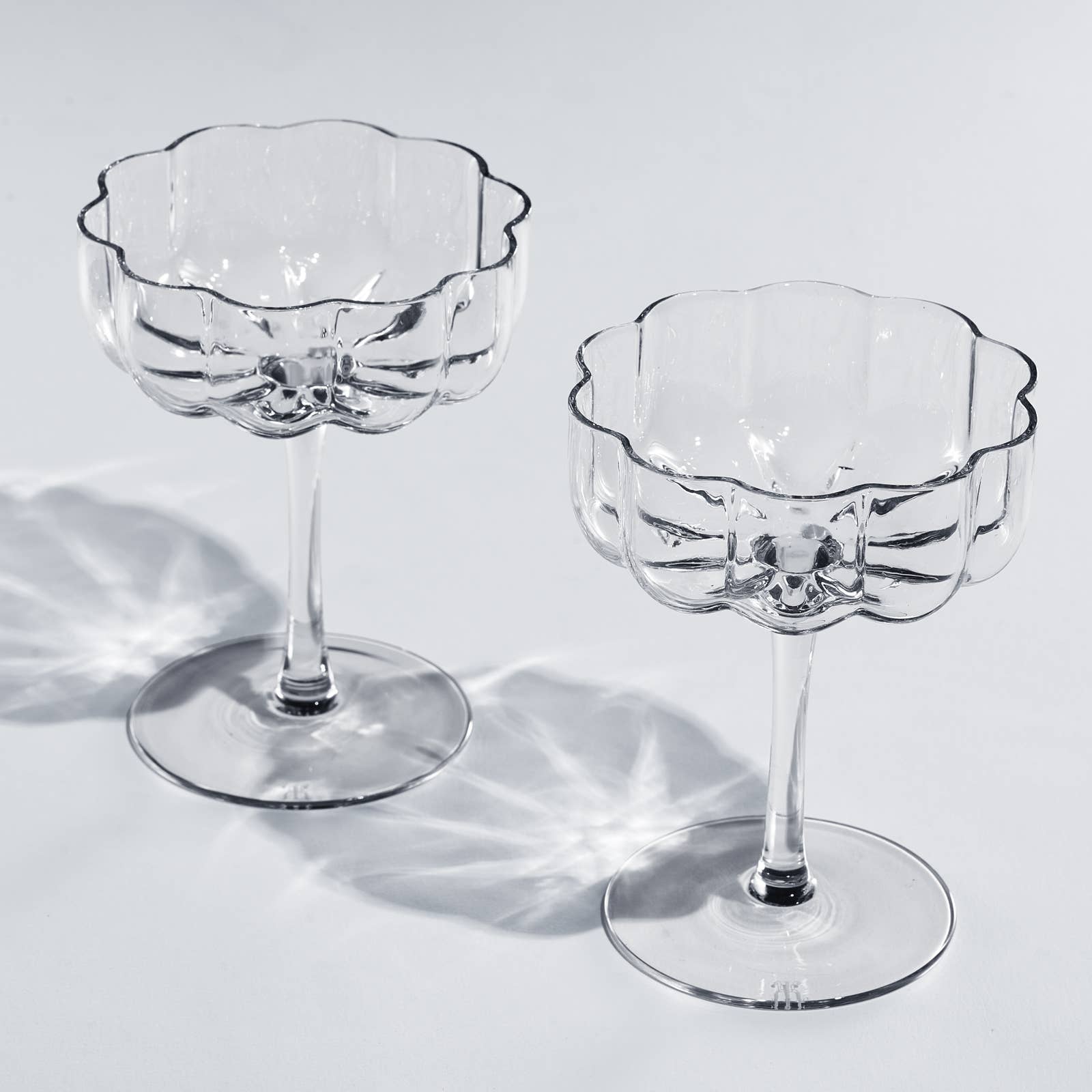 Flower Vintage Wavy Petals Wave Glass Coupes 7oz - Set of 2