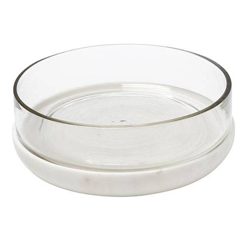 White Marble and Glass Bowl - Image 2