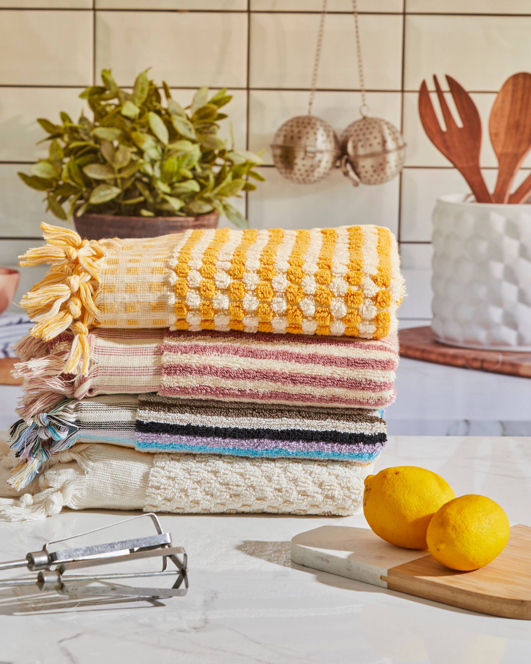 Pompom Bubble Handloomed Turkish Hand Towels: Mustard - Image 2