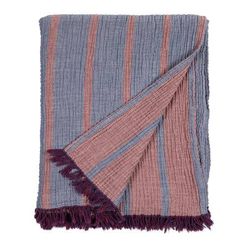 Crinkle Gauze Muslin Throw Blanket Navy