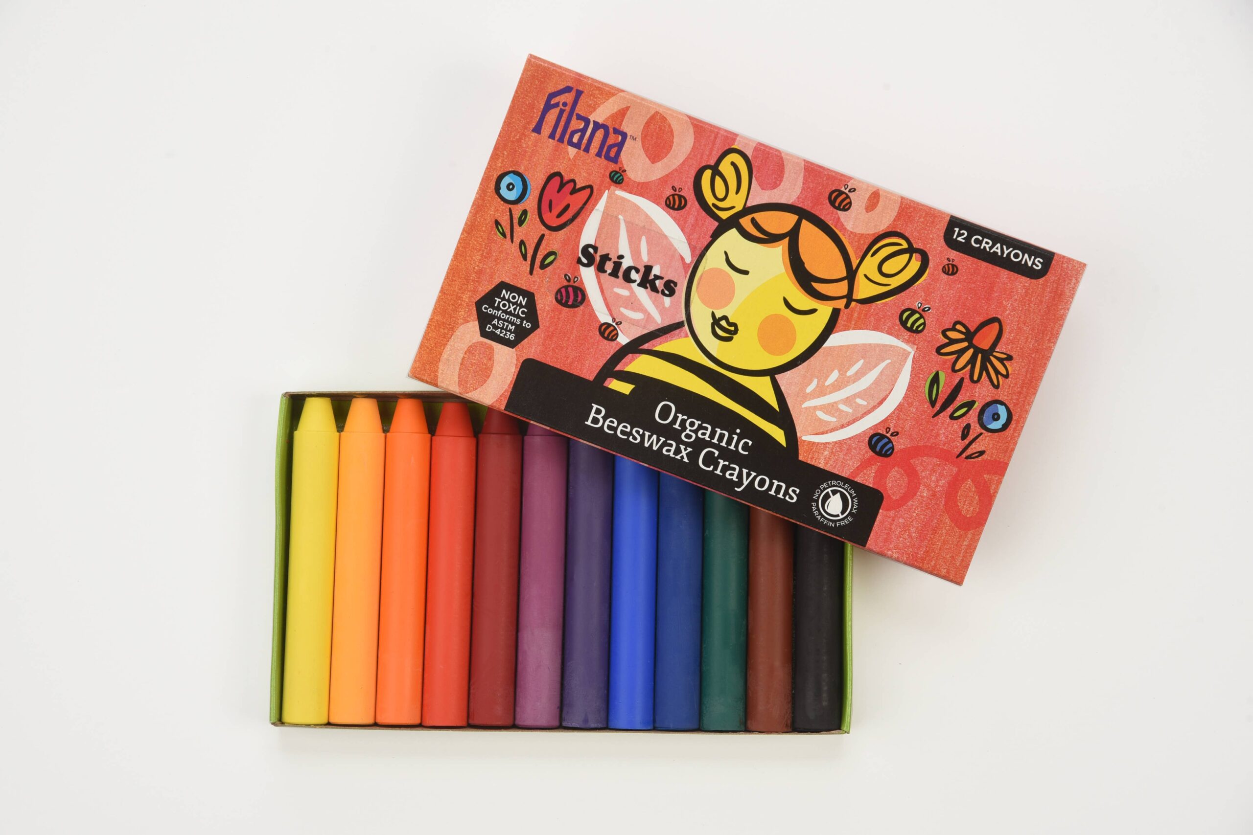 Organic Beeswax Crayons: 12 Classic Colors in Stick