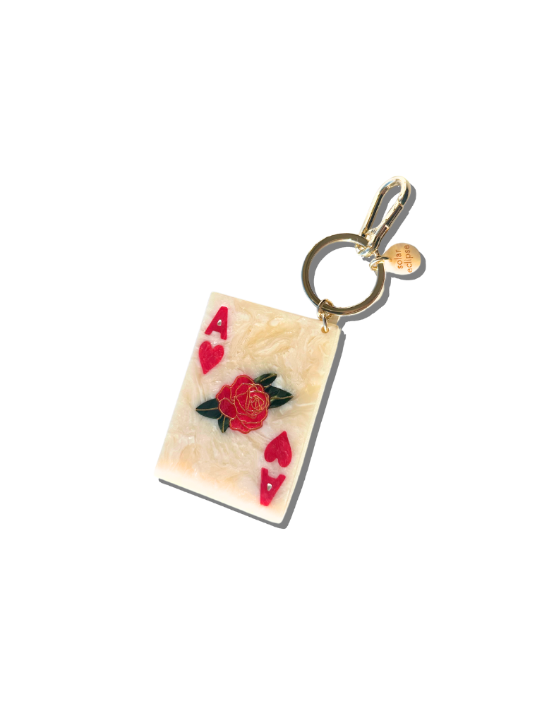 Hand-Painted Ace of Hearts Bag Charm + Keychain | Eco-Friend