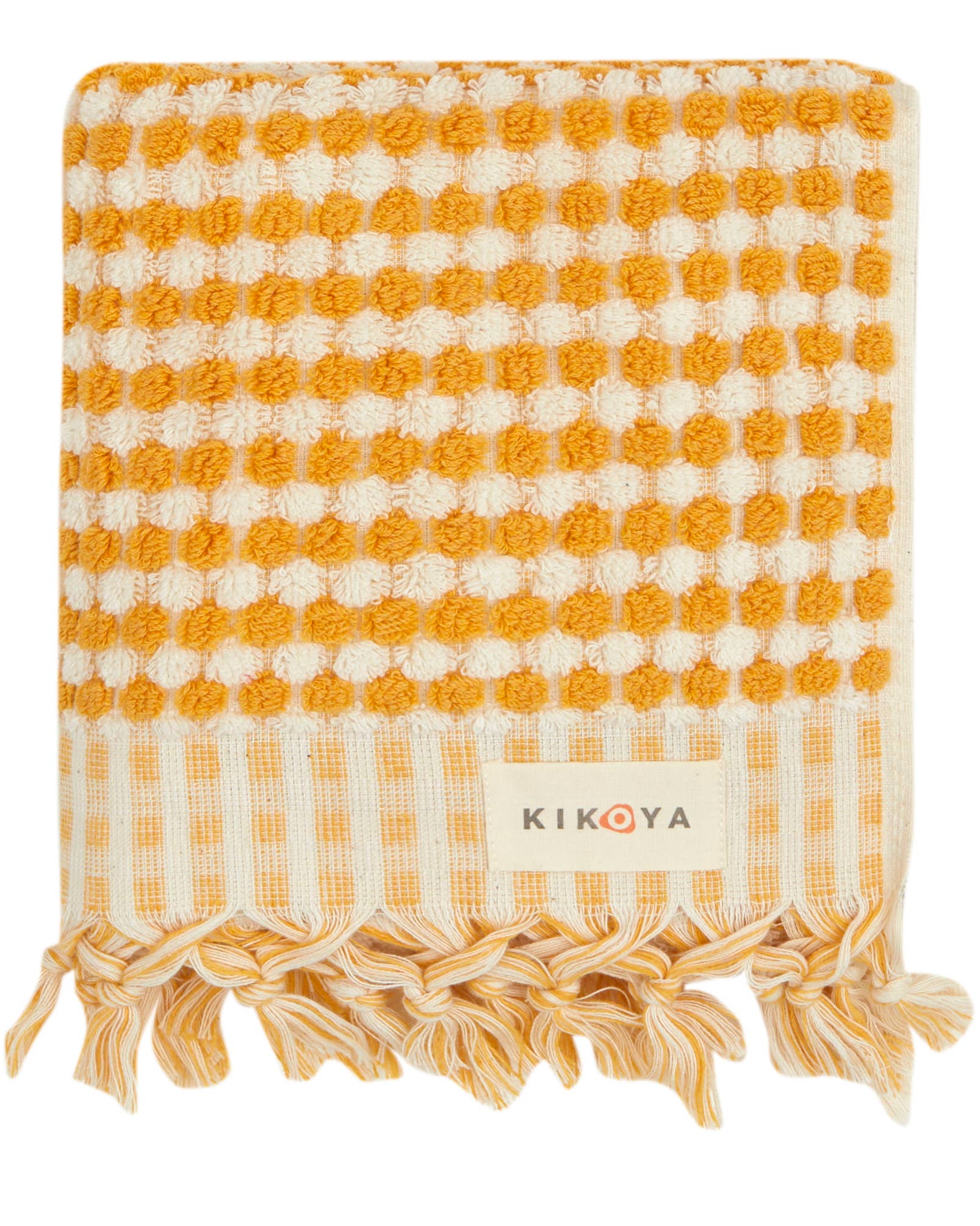 Pompom Bubble Handloomed Turkish Hand Towels: Mustard - Image 7