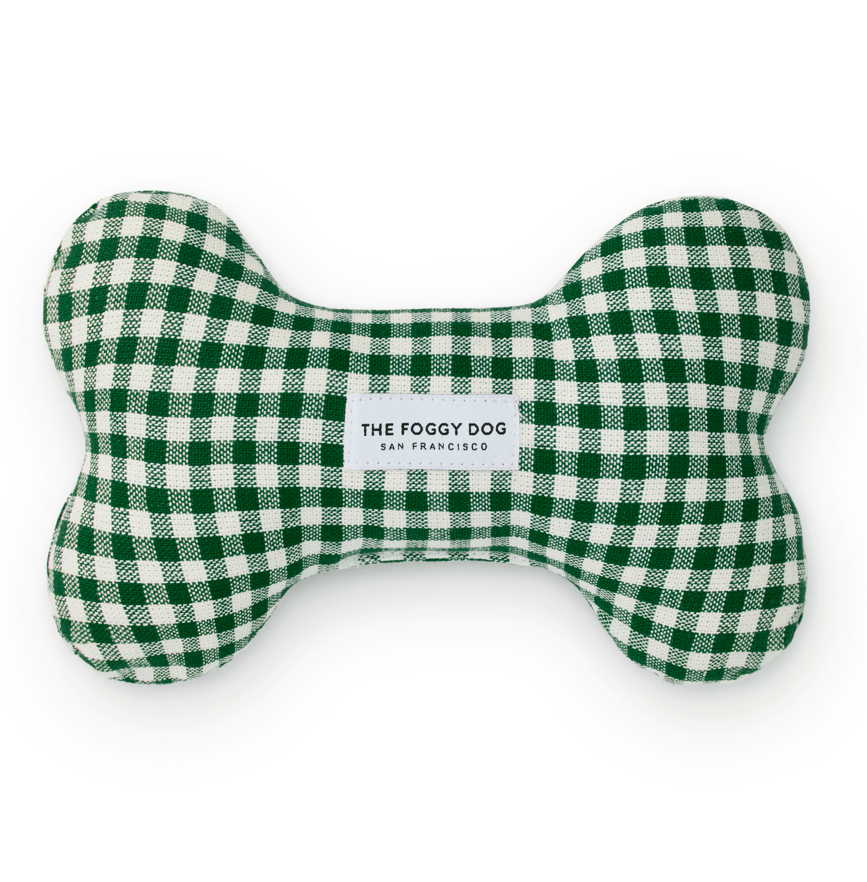 Evergreen Gingham Dog Squeaky Toy