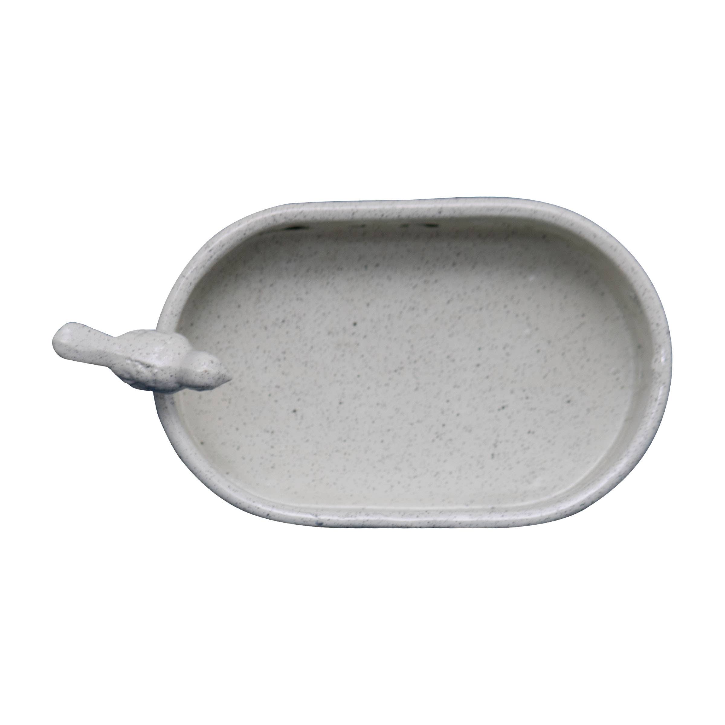 Doris White Antique Floral Embossed Bird Soap Dish - Image 3