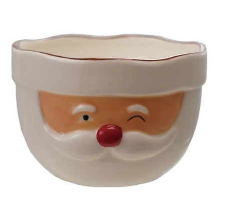 Santa Head Shaped Bowl with Red Rim