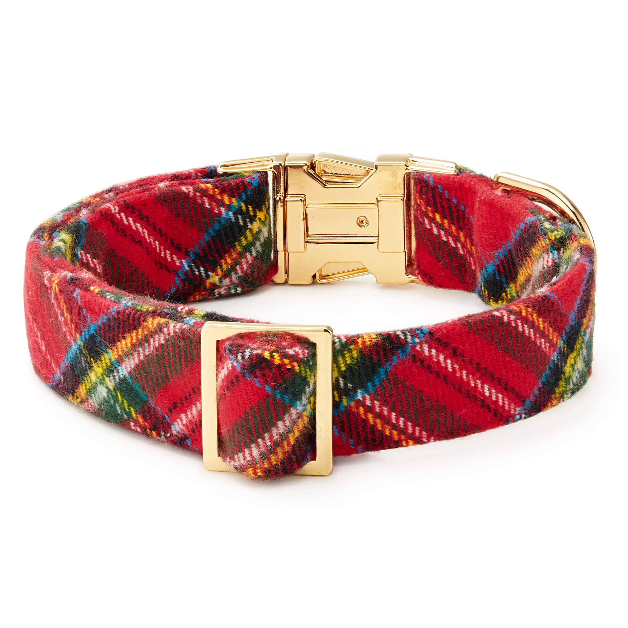 Tartan Plaid Flannel Holiday Dog Collar: XS/ Gold - Image 2