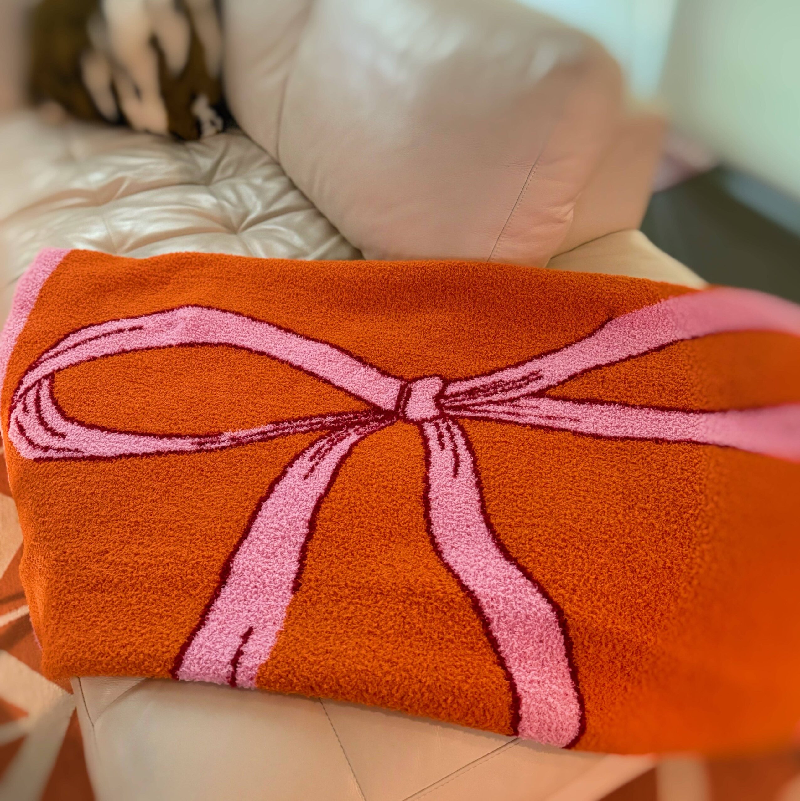 My Only Bow Coziest Blanket: Orange/Pink