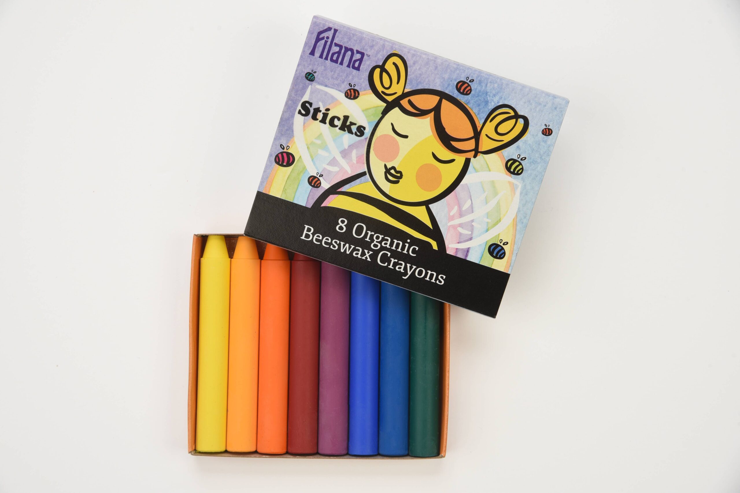 Organic Beeswax Crayons: 8 Rainbow Colors in Stick